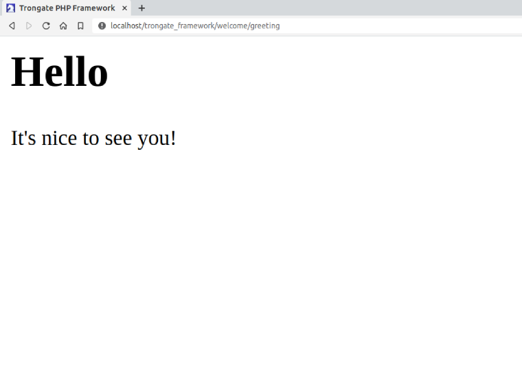 Screenshot demonstrating the rendering of a simple view file.